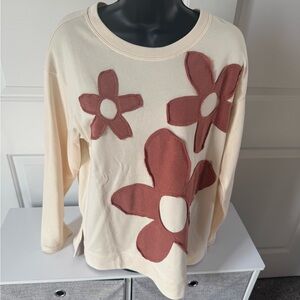 JODIFL Cream and Brown Floral Sweatshirt